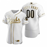 Cincinnati Reds Customized Nike White Stitched MLB Flex Base Golden Edition Jersey,baseball caps,new era cap wholesale,wholesale hats